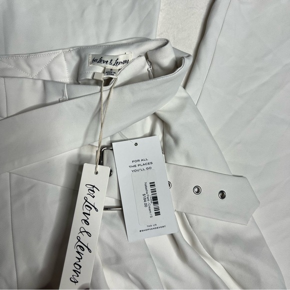 For Love & Lemons “Natasha” Wide Leg Belted Pant In Cream - Picture 12 of 15